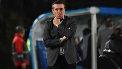 Guillermo Sanguinetti, entrenador de Santa Fe en un juego en el estadio El Camp&iacute;n. 