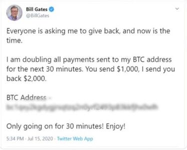 ¡Hackeo masivo! Bill Gates, Apple, Tesla y más en estafa con Bitcoins