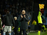 Claudio Giráldez, entrenador del Celta, durante el partido contra el Lille.