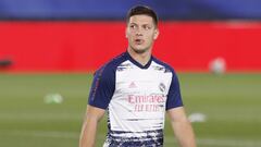 Luka Jovic, en el entrenamiento previo al Real Madrid-Valladolid de LaLiga Santander.