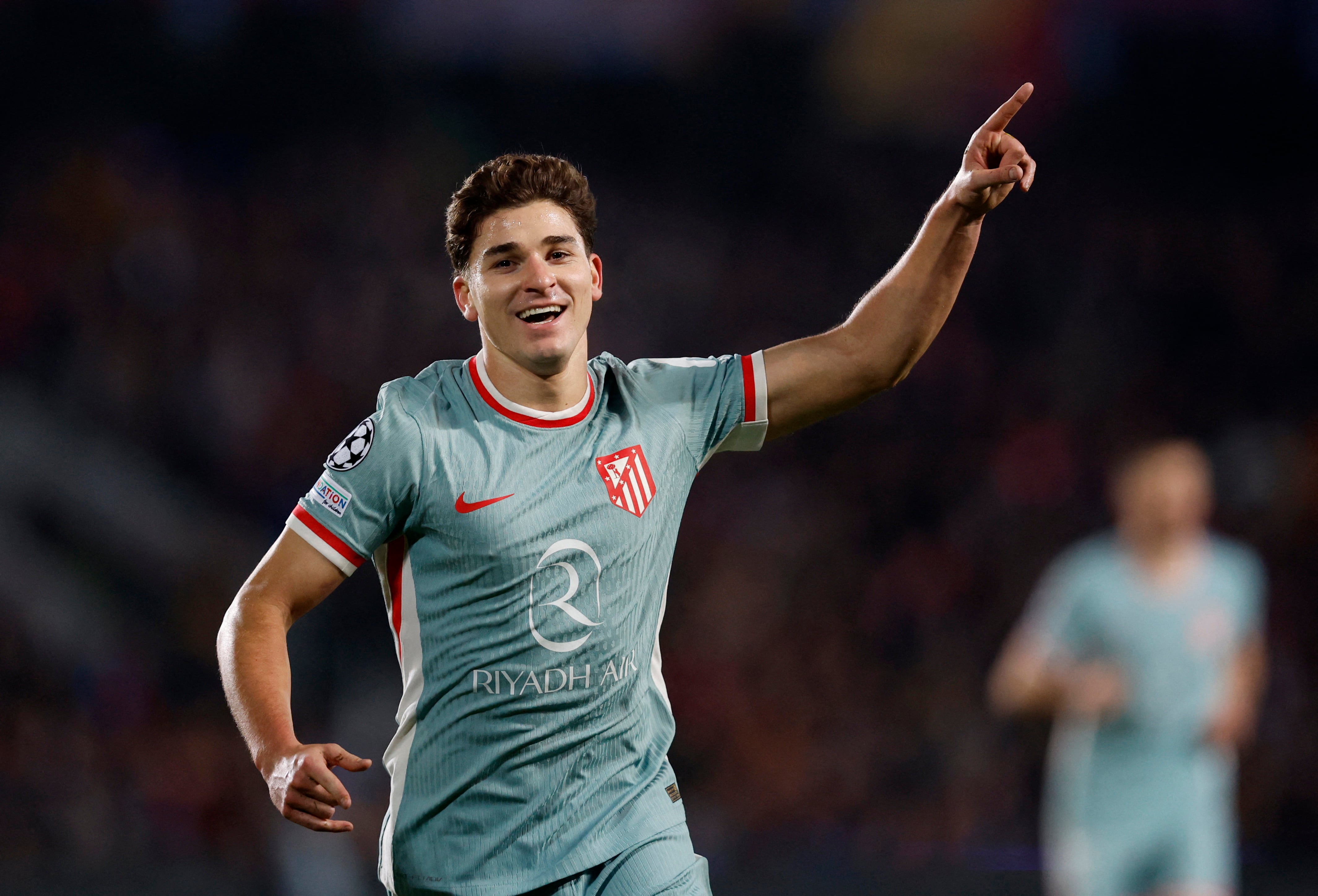 Soccer Football - Champions League - Sparta Prague v Atletico Madrid - epet ARENA, Prague, Czech Republic - November 26, 2024 Atletico Madrid's Julian Alvarez celebrates scoring their first goal REUTERS/David W Cerny