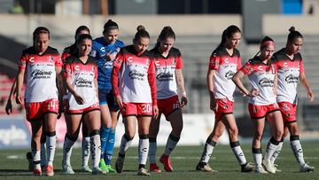 Players of Atlas during the 11th round match between FC Juarez and Atlas as part of the Torneo Clausura 2025, Liga MX Femenil at Olimpico Benito Juarez Stadium on March 09, 2025 in Ciudad Juarez, Chihuahua, Mexico.
