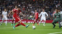 James Rodr&iacute;guez marca el gol para el 2-2. El colombiano no celebr&oacute; su anotaci&oacute;n al Bayern 