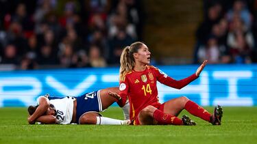 Laia Aleixandri, durante el Inglaterra - Espana de Wembley.