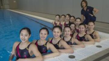 La japonesa Mayuko Kijiki con el equipo chino de sincronizada.