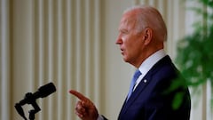 US President Joe Biden delivers remarks on Afghanistan during a speech in the State Dining Room at the White House on August 31.