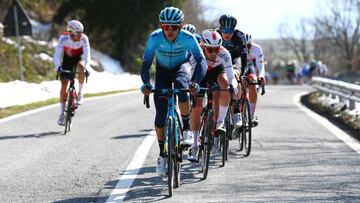 FERMO, ITALY - MARCH 11: Harold Tejada Canacue of Colombia and Team Astana – Qazaqstan competes during the 57th Tirreno-Adriatico 2022, Stage 5 a 155km stage from Sefro to Fermo 317m / #TirrenoAdriatico / #WorldTour / on March 11, 2022 in Fermo, Italy. (Photo by Tim de Waele/Getty Images)