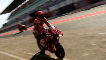 Francesco Pecco Bagnaia (1) of Italy and Ducati Lenovo Team during the Portimao MotoGP Official Test at Portimao Circuit on March 12, 2023 in Portimao, Portugal. (Photo by Jose Breton/Pics Action/NurPhoto via Getty Images)