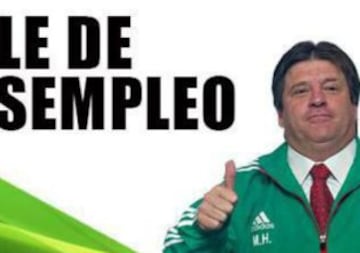 Tras el despido de la Seleción Mexicana, en redes sociales la afición ya le busca nuevo trabajo a Miguel Herrera. Los fanáticos le ofrecen buscar nuevo seguro de desempleo.