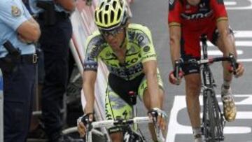 Alberto Contador durante la etapa de ayer.