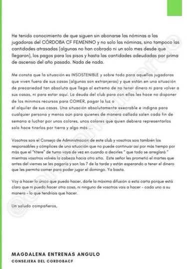 La plantilla del Córdoba, en situación de precariedad: "No tienen para comer"