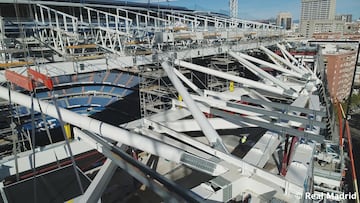 Las obras de remodelaci¨®n del estadio del Real Madrid siguen a buen ritmo y encaran la recta final para su estreno la pr¨®xima temporada.
