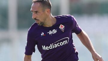 Frank Ribery de ACF Fiorentina durante el encuentro de la Serie A contra ACF Fiorentina and Udinese Calcio en Florencia, Italia. Octubre 6, 2019.