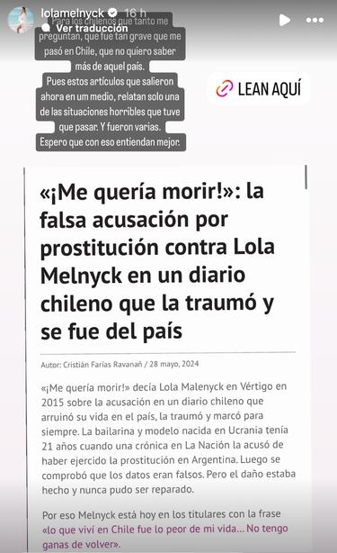 “Esto fue lo tan grave que me pasó en Chile, para no querer saber más de ese país; me quería morir...”