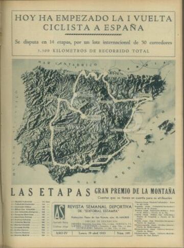 Recorrido por las mejores im¨¢genes de la I Vuelta a Espa?a a trav¨¦s de la edici¨®n de AS Semanal de 1935.