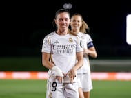 Eva Navarro, celebrando uno de sus goles esta temporada.