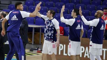 27/02/21 REAL MADRID vs BURGOS
 PARTIDO LIGA ACB BALONCESTO
 TAVARES CAUSEUR ABALDE Y TYUS EN PRESENTACION INICIAL
 