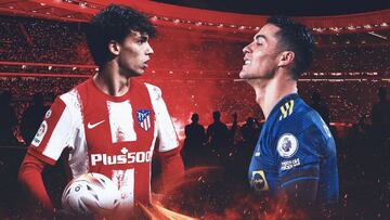 Ilustración de João Félix contra Cristiano Ronaldo, las estrellas del Atlético y del United.