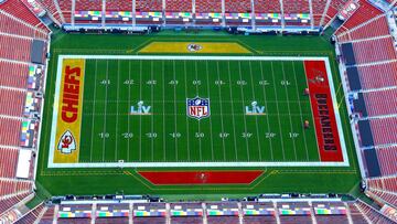 TAMPA, FLORIDA - 31 DE ENERO: Una vista aérea del Estadio Raymond James antes del Super Bowl LV el 31 de enero de 2021 en Tampa, Florida.