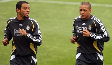 Brazilian defender Marcelo with Roberto Carlos