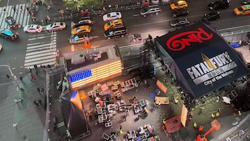 El ring del evento en Times Square.