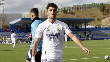 Hugo Duro, con el Real Madrid Castilla. 