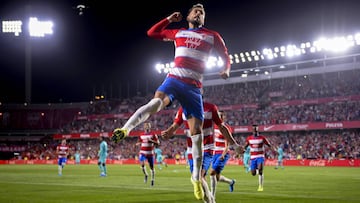 &Aacute;lvaro Vadillo celebra el gol ante el Barcelona.