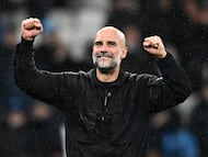 MANCHESTER (United Kingdom), 21/02/2026.- Manchester City manager Pep Guardiola reacts after the English Premier League match between Manchester City and Newcastle United, in Manchester, Britain, 21 February 2026. (Reino Unido) EFE/EPA/PETER POWELL EDITORIAL USE ONLY. No use with unauthorized audio, video, data, fixture lists, club/league logos, 'live' services or NFTs. Online in-match use limited to 120 images, no video emulation. No use in betting, games or single club/league/player publications.