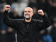 MANCHESTER (United Kingdom), 21/02/2026.- Manchester City manager Pep Guardiola reacts after the English Premier League match between Manchester City and Newcastle United, in Manchester, Britain, 21 February 2026. (Reino Unido) EFE/EPA/PETER POWELL EDITORIAL USE ONLY. No use with unauthorized audio, video, data, fixture lists, club/league logos, 'live' services or NFTs. Online in-match use limited to 120 images, no video emulation. No use in betting, games or single club/league/player publications.