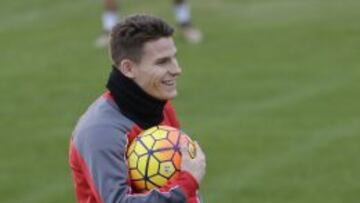 Gameiro, en un entrenamiento.