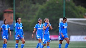  Maria Sanchez, Ana Garcia , Daniela Flores of Cruz Azul during the game Cruz Azul vs Tigres UANL, corresponding Round 02 the Torneo Apertura 2022 of the Liga BBVA MX Femenil at La Noria, on July 16, 2022.

<br><br>

 Maria Sanchez, Ana Garcia , Daniela Flores de Cruz Azul  durante el partido Cruz Azul vs Tigres UANL, correspondiente a la Jornada 02 del Torneo Apertura 2022 de la Liga BBVA MX Femenil en La Noria, el 16 de julio de 2022.