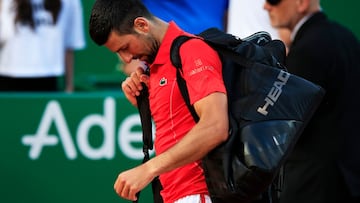 Novak Djokovic, tras perder en el Masters 1.000 de Montecarlo.