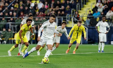 Sentencia el Real Madrid para ponerse líder en La Cerámica. Mbappé selló su doblete con un Panenka de penalti, batiendo nuevamente a Luiz Júnior.
