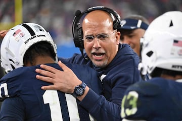 James Franklin of the Penn State Nittany Lions reacts 