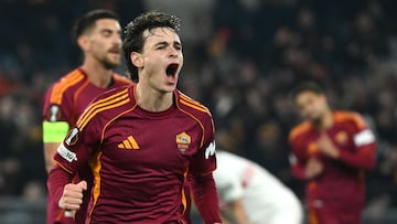 ROME (Italy), 22/01/2026.- AS Roma's Niccolo' Pisilli celebrates scoring the 1-0 goal during the UEFA Europa League soccer match between AS Roma and Vfb Stuttgart, in Rome, Italy, 22 January 2026. (Italia, Roma) EFE/EPA/ETTORE FERRARI
