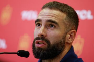 Dani Carvajal durante la rueda de prensa