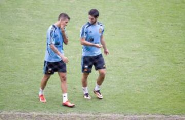 Entrenamiento de La Roja en el Estadio Monumental de Guayaquil. Tello e Isco.