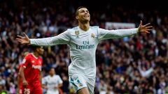 Cristiano celebra un gol con el Madrid. 