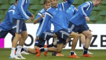 M&uuml;ller, durante el entrenamiento de Alemania