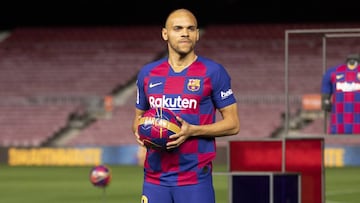 Braithwaite, durante su presentación como jugador del FC Barcelona