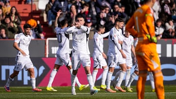 Alegría del Albacete en su partido ante el Zaragoza en el Carlos Belmonte. Foto Josema Moreno