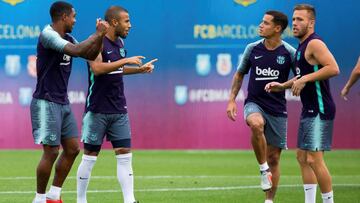 Rafinha, en un entrenamiento del Barcelona.