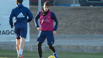 Soro, en el entrenamiento de esta tarde.