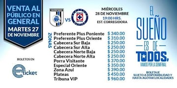 Boletos y precios para el Querétaro vs Cruz Azul: Cuartos de final Liga MX