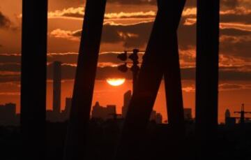 Atardecer de Nueva York desde la pista Billie Jean King del US Open.