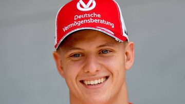 Germany's Formula 2 driver Mick Schumacher answers the press ahead of the Formula One Bahrain Grand Prix at the Sakhir circuit in the desert south of the Bahraini capital, Manama, on March 28, 2019. - Mick Schumacher, son of seven-time world champion