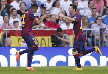 Neymar celebra un gol en el Bernabéu.