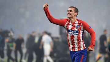 Griezmann celebra uno de sus goles al Marsella, en la final de la Europa League.