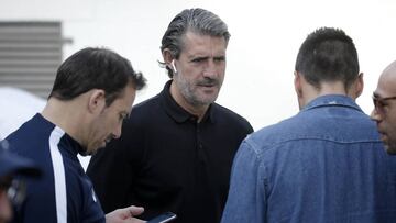 Caminero, este martes en el entrenamiento del Málaga.