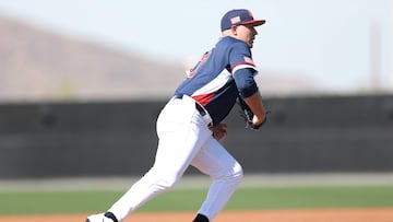 PHOENIX, ARIZONA - MARCH 02: Pitcher Tarik Skubal #27 of Team USA fields a ground ball during a workout at Papago Park Sports Complex on March 02, 2026 in Phoenix, Arizona. Chris Coduto/Getty Images/AFP (Photo by Chris Coduto / GETTY IMAGES NORTH AMERICA / Getty Images via AFP)